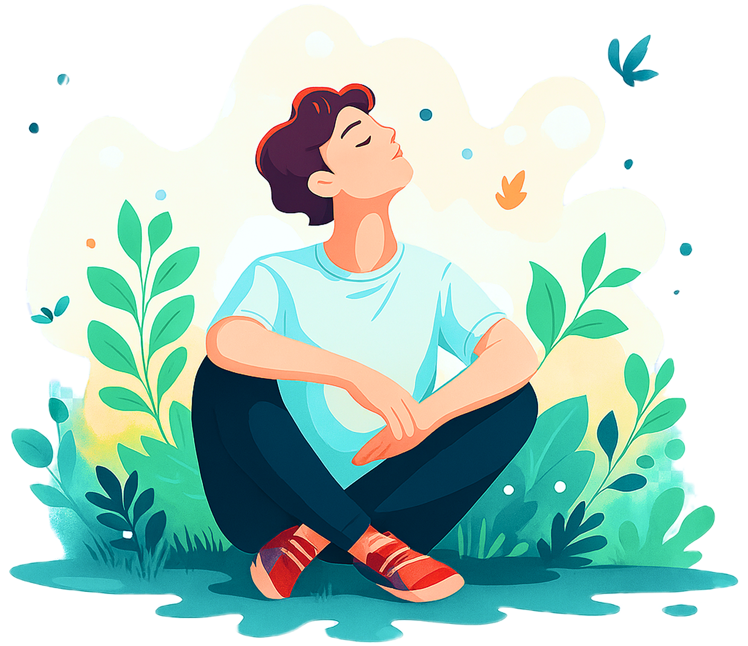 hero image of a girl meditating